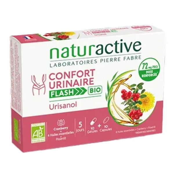 Urisanol Confort Urinaire Flash Bio 10 Gélules + 10 Capsules