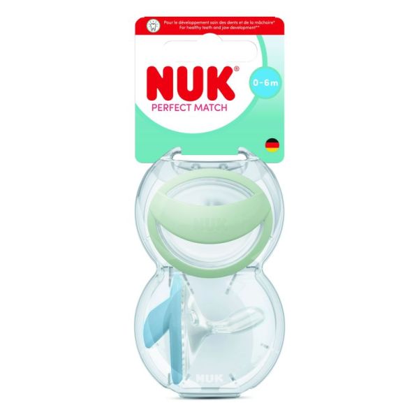 2 Sucettes Perfect Match 0-6m Vert/Bleu