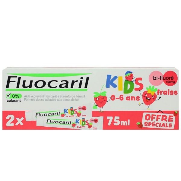 Kids 3-6 ans Dentifrice Gel Fraise Lot de 2 x 50ml
