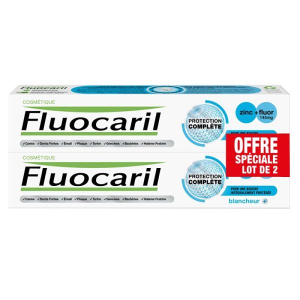 Protection Complète Dentifrice Blancheur Zinc + Fluor - 2 x 75 ml