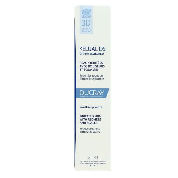 KELUAL DS Crème Apaisante Visage Peaux Irritées avec Rougeurs et Squames 40ml
