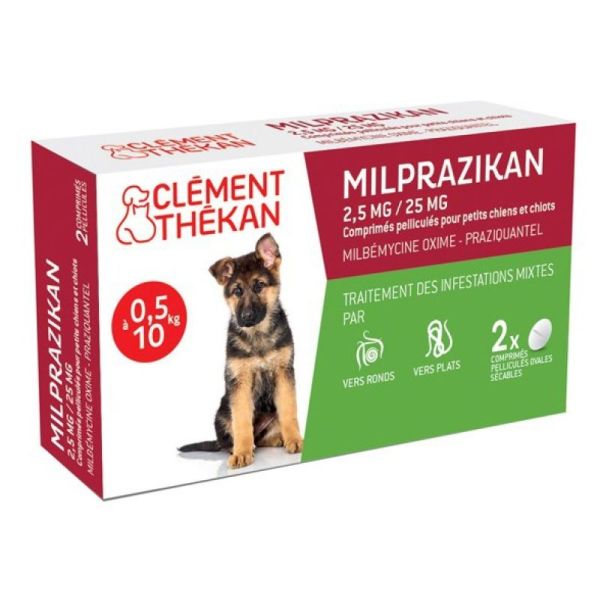 Milprazikan Chiens 2.5mg/25mg Vermifuge pour Chien de 0.5 à 10 kg - Bte/2