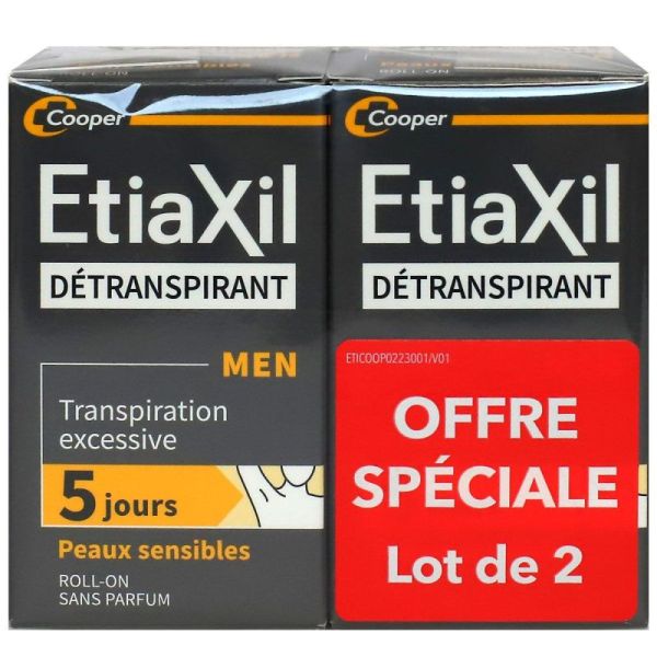 MEN - Détranspirant Transpiration Excessive - Peaux Sensibles 2x15ml