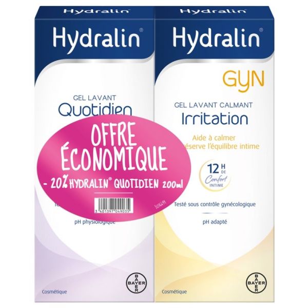 Gyn Gel Lavant Calmant Irritation 200 ml + Gel Lavant Quotidien Equilibre Intime 200 ml -20%