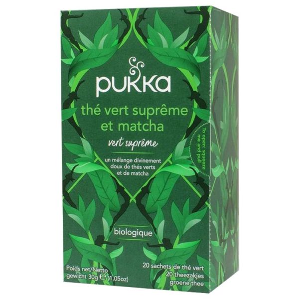 Thé Vert Suprême et Matcha Bio 20 Sachets de Pukka