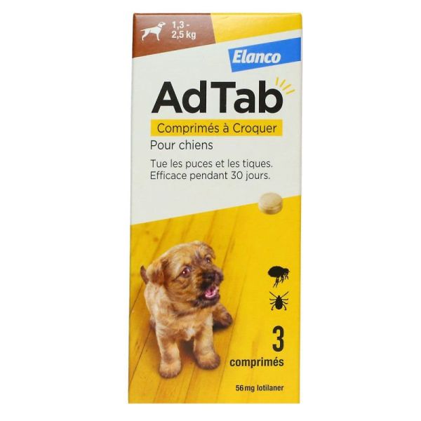 AdTab comprimés à croquer pour chiens 1,3-2,5kg x3
