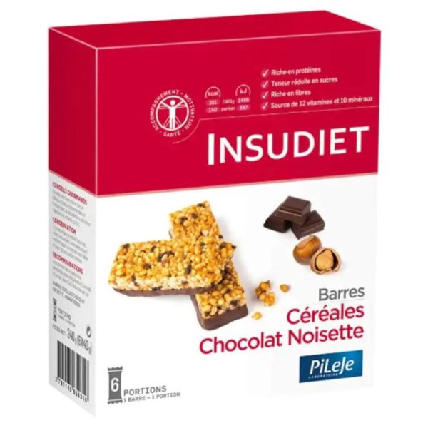 Insudiet Barre Céréales Chocolat Noisette x6