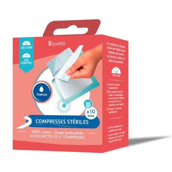 Compresses stériles de gaze 5x5cm x10
