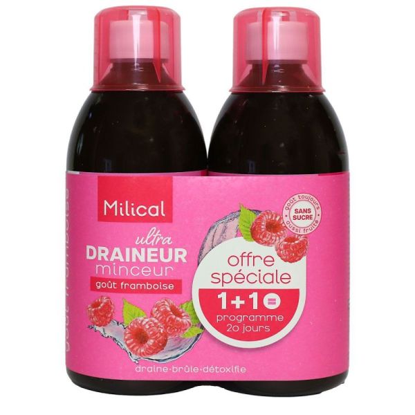 Draineur Ultra framboise solution buvable 2x500ml