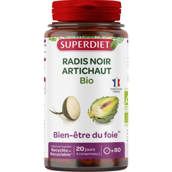 Radis Noir Artichaut Bio Bien être du foie 80 comprimés