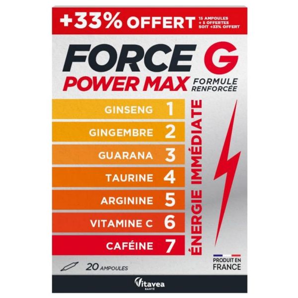 Force G Power Max formule renforcée 20 ampoules