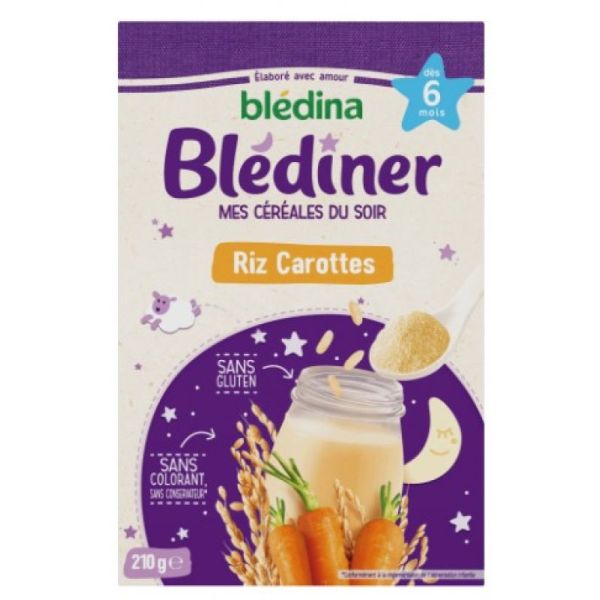 Blédîner - Céréales du soir Riz Carottes - 210g