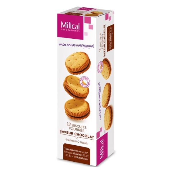 12 biscuits fourrés saveur chocolat