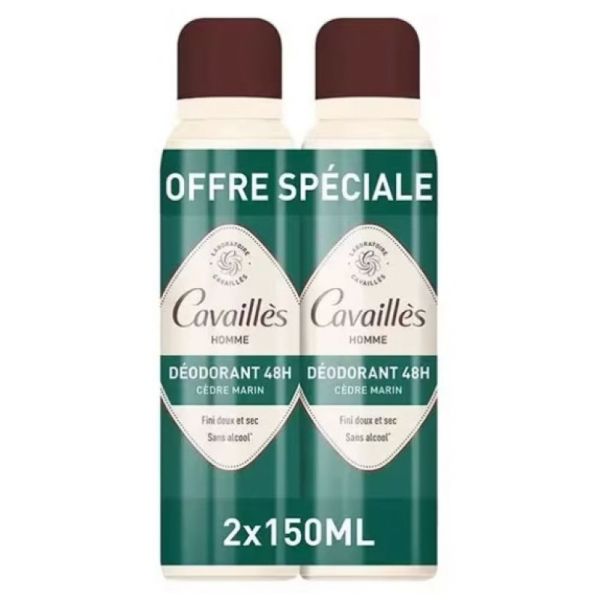 Homme Déodorant Cèdre Marin 48H Lot de 2 x 150 ml