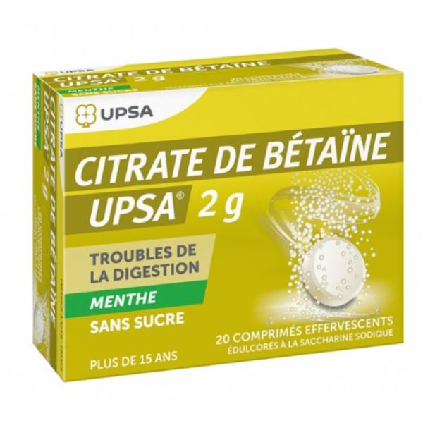Citrate de bétaïne 20 comprimés effervescents menthe 2g