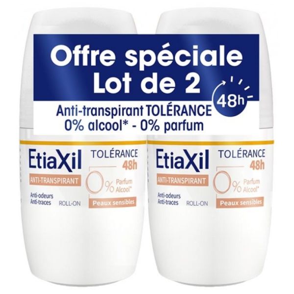 Tolérance Anti-Transpirant Peaux Sensibles Roll-On Lot de 2 x 50 ml
