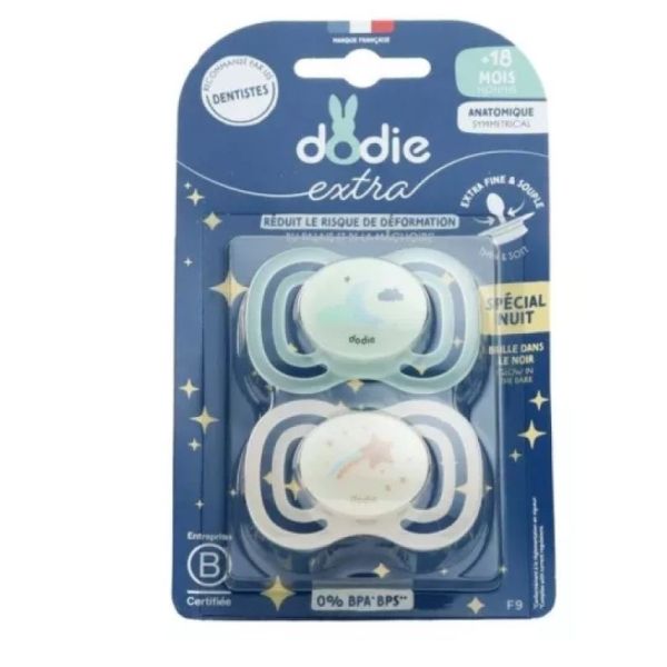 Sucettes Anatomiques Mixtes Nuit 18 mois et + - x2