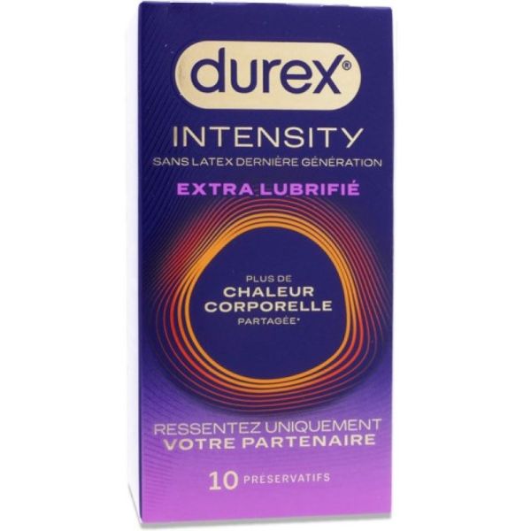 Intensity Préservatifs Sans latex Chaleur corporelle partagée Extra lubrifié x10