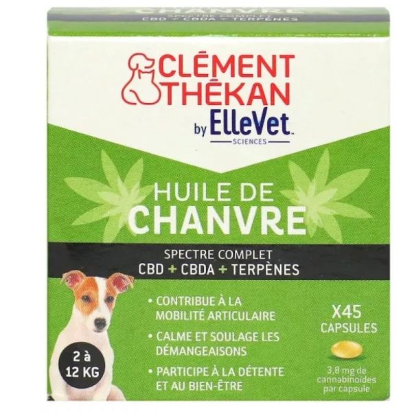 Huile de chanvre pour chien 2 à 12kg 45 capsules