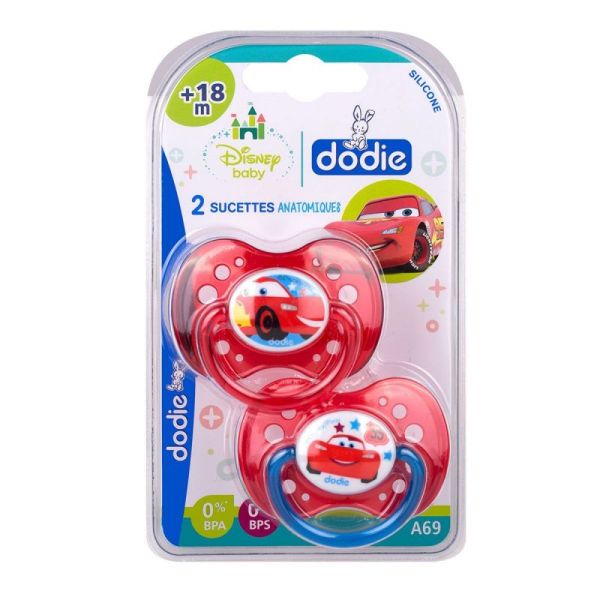 2 sucettes anatomique +18 mois Cars
