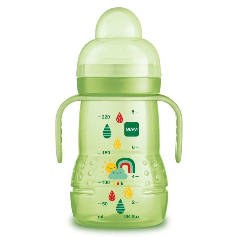 MAM Trainer Tasse D'Apprentissage 220ml - Tétine Anti-Fuite Silicone - Vert - Dès 4 Mois